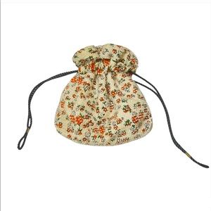 Vintage Reversible Beaded 1950’s Drawstring Floral Paisley Pouch Purse